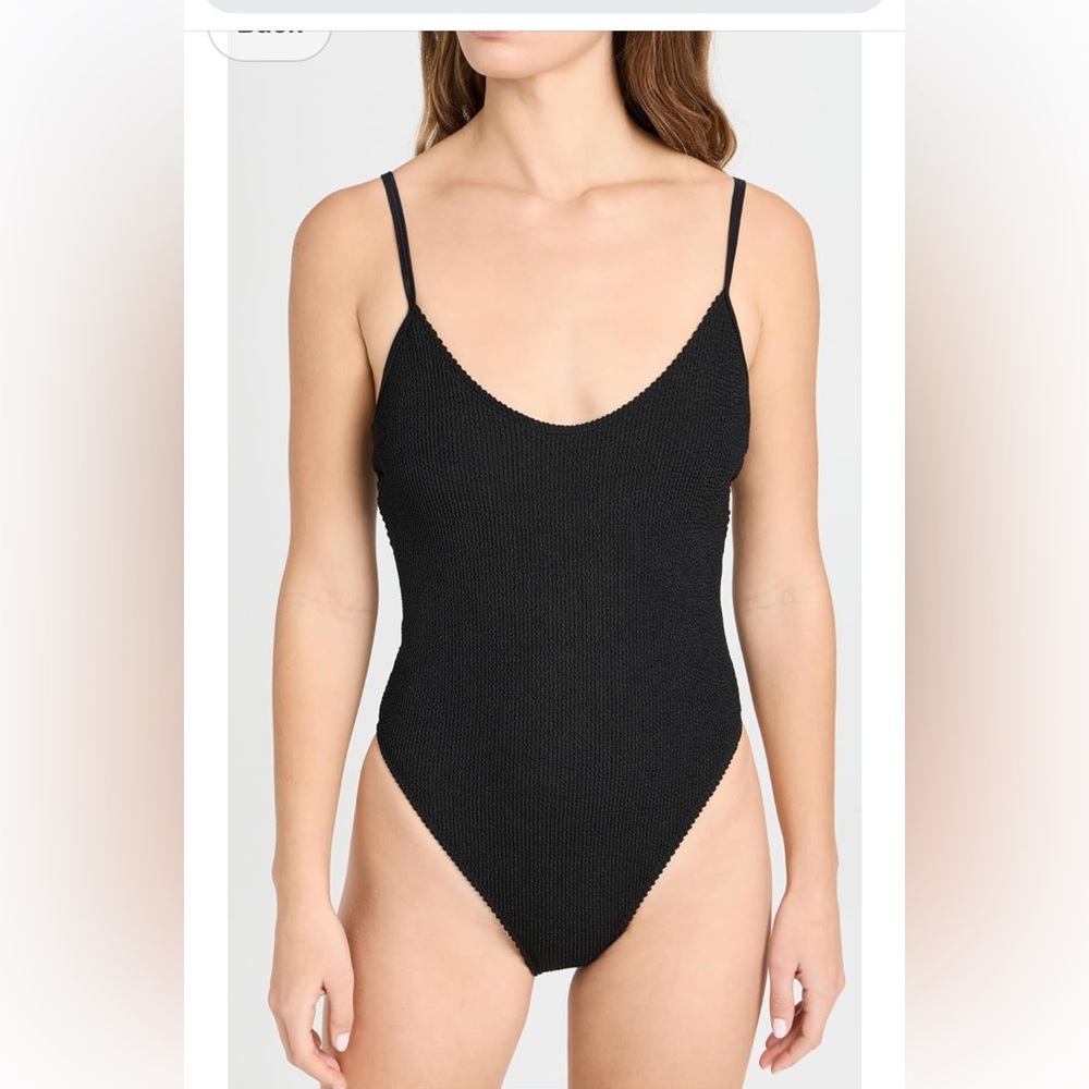Good American Black One-Piece Swimsuit can also be used as bodysuit knit wear